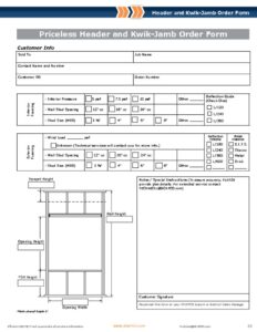 thumbnail of Priceless Header and Kwik-Jamb Order Form